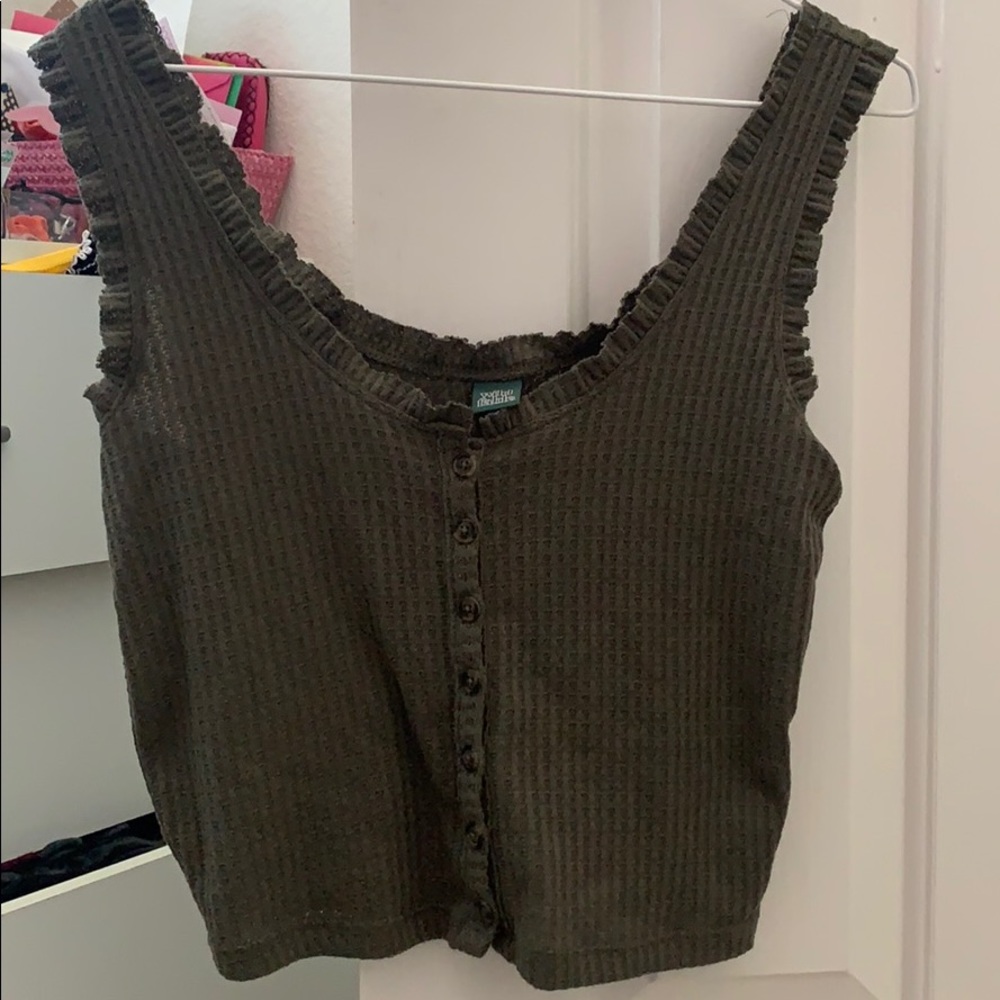 army green button up tank